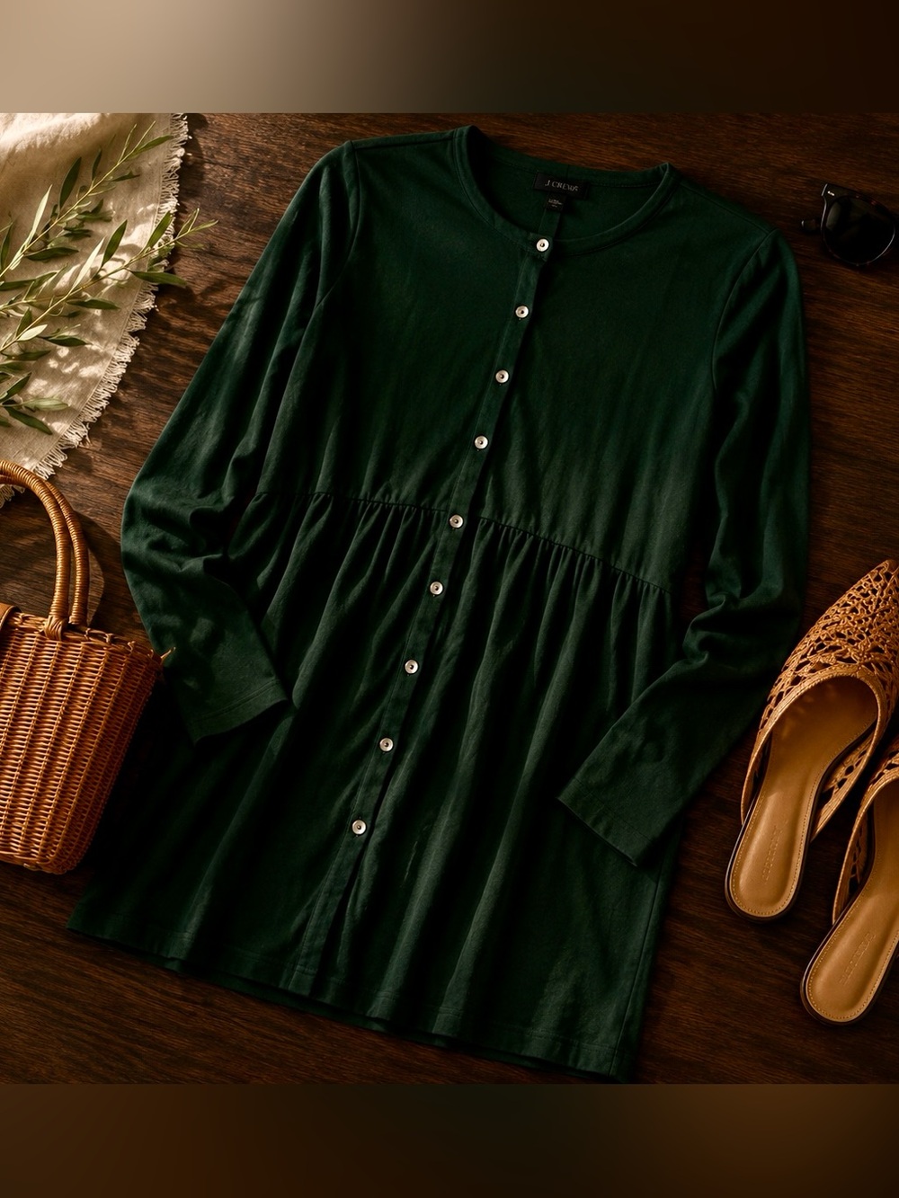 J. Jill Dark Forest Green Long-Sleeve Dress